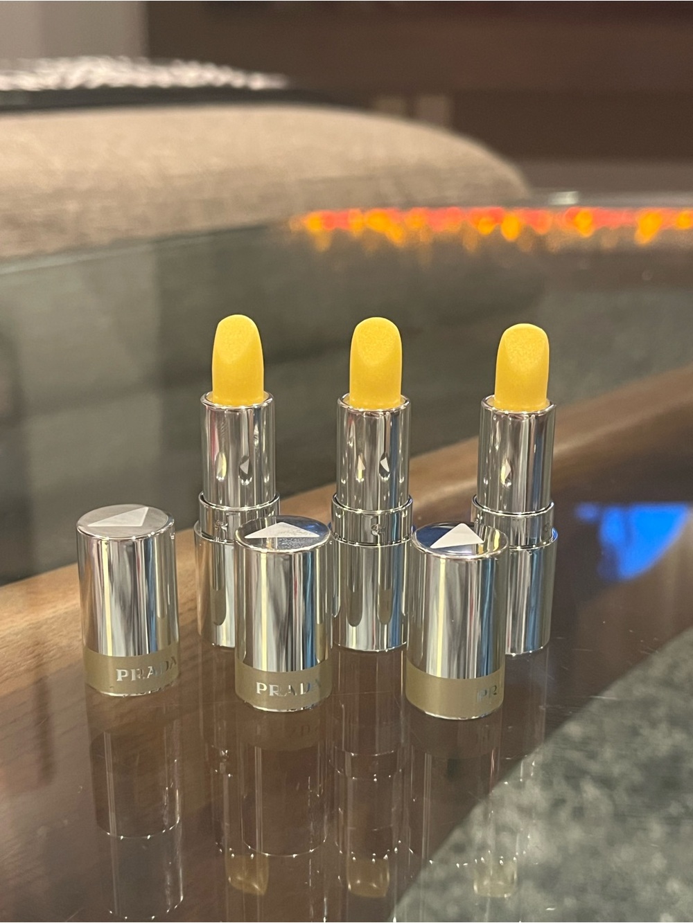 THREE Prada Yellow Hydrating Lip Balm Bundle - Sheer